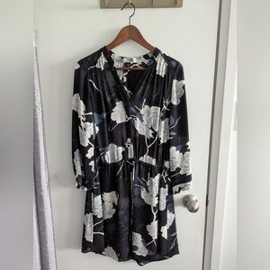 Floral Black and White Dress